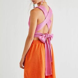 Free People Beach Orchid convertible open back pink knit top women’s size small
